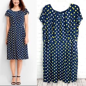 NWT Talbots Plus Size Blue Dress with Yellow Dots 20w 15B